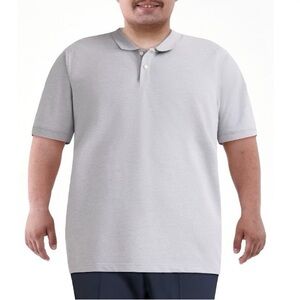 George Men's 3XL Grey Heather Short Sleeve Collared Jersey Pique Polo Shirt